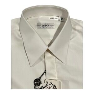 Vintage Rodin Collection Men's Dress Shirt 16R White‎ Long Sleeve Italy Made NWT